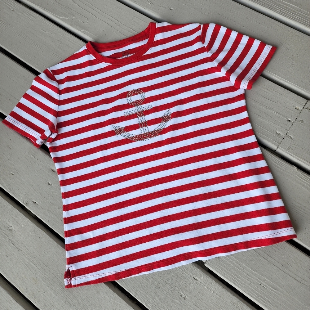 S Anchor red/white stripe cotton top